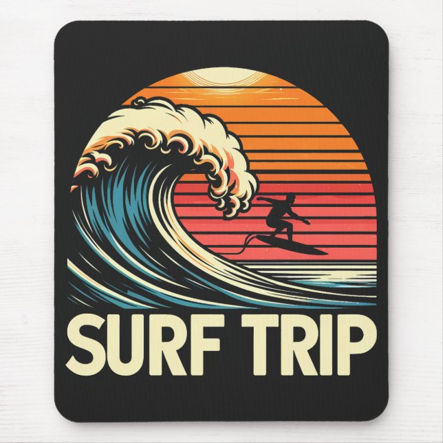 Trip Surf Retro Sunset Mouse Pad (Front)