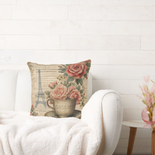 Trip to Paris a Rustic Decopage French Calligraphy Cushion