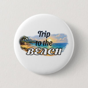 Trip to the Beach Tropical Sunset Escape Design 6 Cm Round Badge