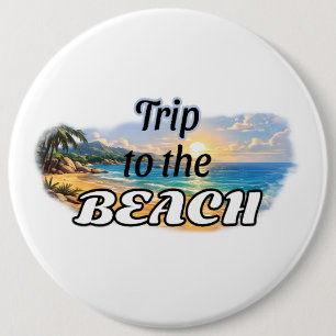 Trip to the Beach Tropical Sunset Escape Design 6 Cm Round Badge