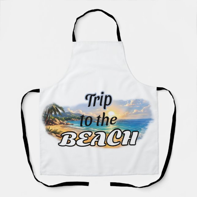 Trip to the Beach Tropical Sunset Escape Design Apron (Front)