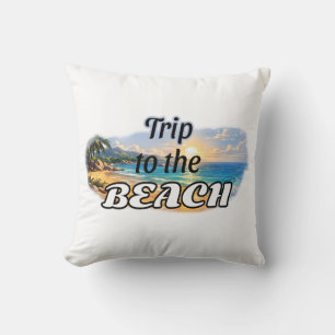 Trip to the Beach Tropical Sunset Escape Design Cushion