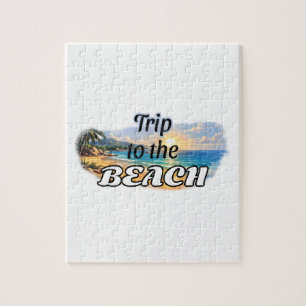 Trip to the Beach Tropical Sunset Escape Design Jigsaw Puzzle
