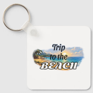 Trip to the Beach Tropical Sunset Escape Design Key Ring
