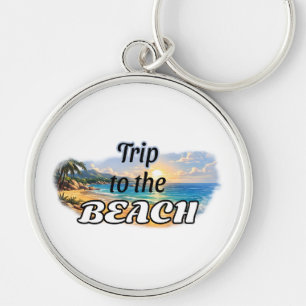 Trip to the Beach Tropical Sunset Escape Design Key Ring