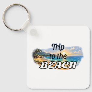 Trip to the Beach Tropical Sunset Escape Design Key Ring