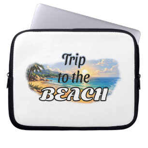 Trip to the Beach Tropical Sunset Escape Design Laptop Sleeve