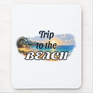 Trip to the Beach Tropical Sunset Escape Design Mouse Pad