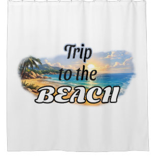 Trip to the Beach Tropical Sunset Escape Design Shower Curtain