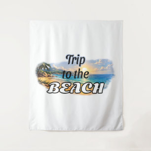 Trip to the Beach Tropical Sunset Escape Design Tapestry
