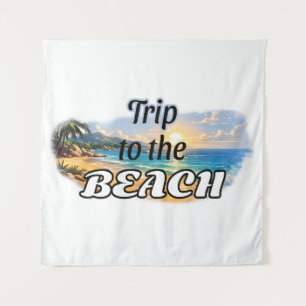 Trip to the Beach Tropical Sunset Escape Design Tapestry