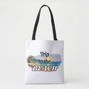 Trip to the Beach Tropical Sunset Escape Design Tote Bag