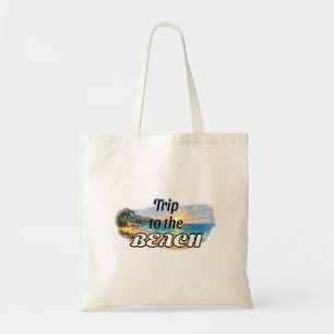 Trip to the Beach Tropical Sunset Escape Design Tote Bag