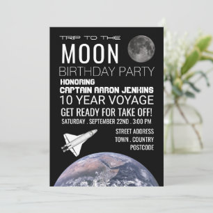 Trip to the Moon, Space Shuttle Birthday Party Invitation