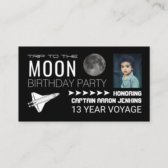 Trip to the Moon, Space Shuttle Photo, Birthday Enclosure Card (Front)