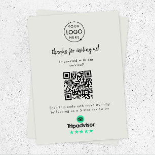 TripAdvisor Rating Link QR Code Grey Business Enclosure Card