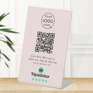 Tripadvisor Review Request QR Code Pink Business Pedestal Sign