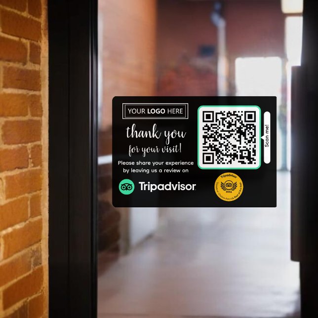 TripAdvisor Review Request with Logo and QR Code (TripAdvisor review request with logo and QR Code Window Cling, get more 5 star reviews from clients)