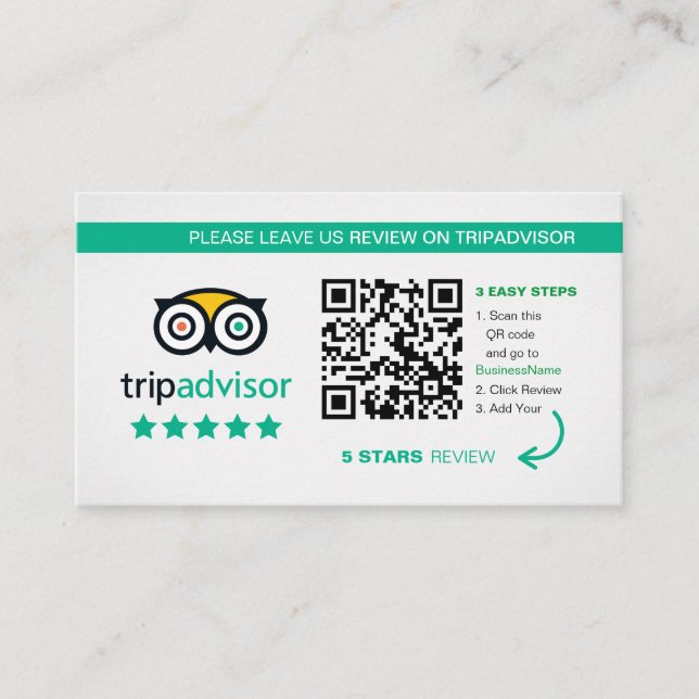 Tripadvisor Reviews | Business QR Code Thank You Card (Front)