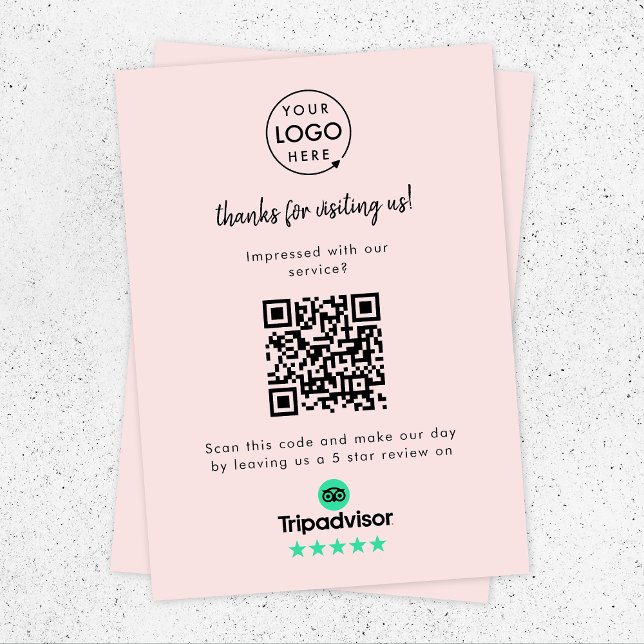 TripAdvisor Reviews | Business Rating Request Pink Enclosure Card (Creator Uploaded)