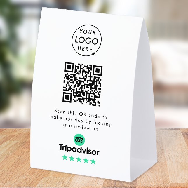 Tripadvisor Table Tent Sign | QR Review Tabletop (Gain Tripadvisor reviews & grow your business with this rating request editable tabletop sign.)