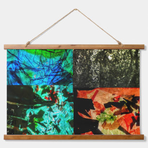 Triple abstract Wood Topped Wall Tapestry,Unique Hanging Tapestry