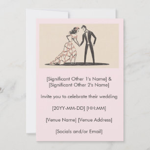 Triple-armed bride and groom in love invitation