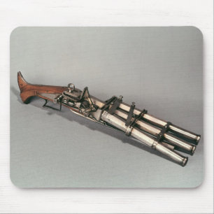 Triple-barrelled pistol mouse pad