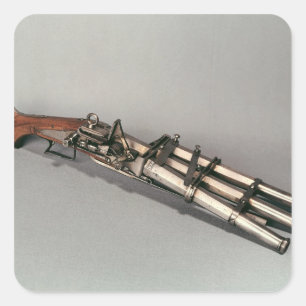Triple-barrelled pistol square sticker