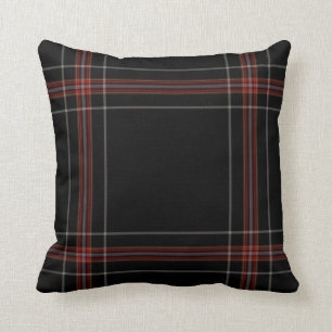 Triple Black Red Giant Tartan Plaid Cushion
