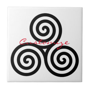 Triple Black Spirals Thunder_Cove Ceramic Tile