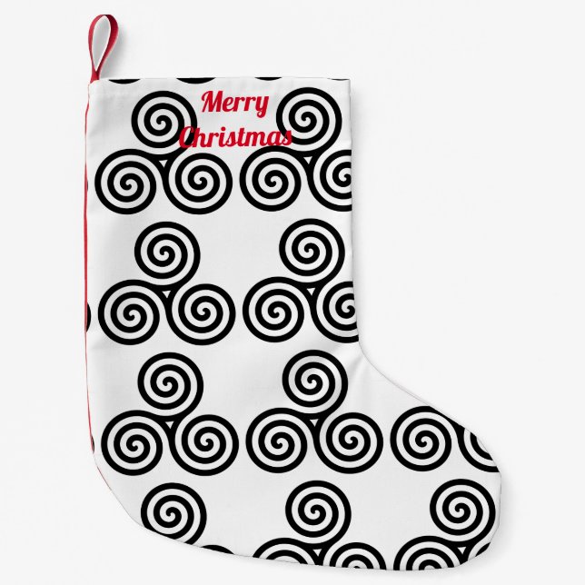 Triple Black Spirals Thunder_Cove Small Christmas Stocking (Front)