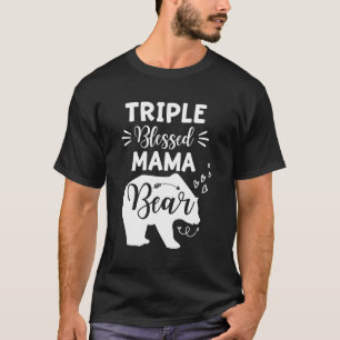 Triple Blessed Mama Bear Heart Arrow Mum With Thre T-Shirt