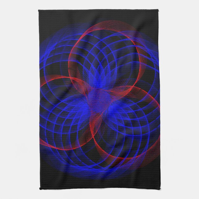 Triple Blueberry Accent Geometric Kitchen Towel (Vertical)