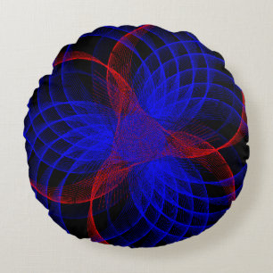 Triple Blueberry Accent Geometric Round Pillow