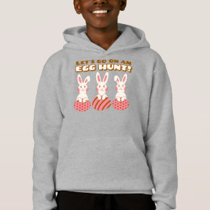 Triple Bunny Egg Hunt Kids Hoodie