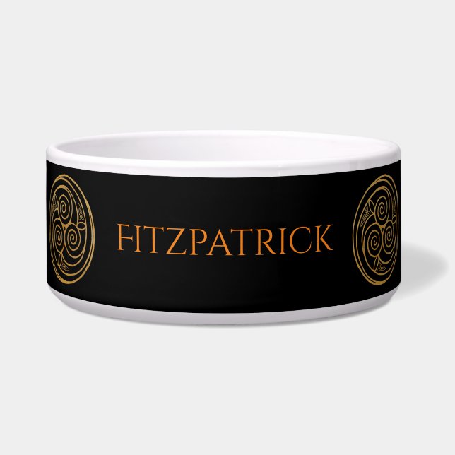Triple Celtic Knot Swirl Mandala Ceramic Pet Bowl (Front)