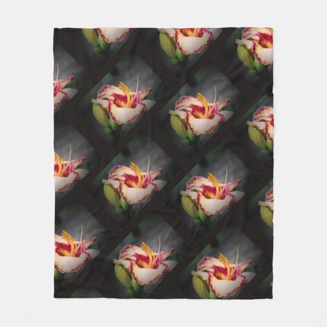 ‘Triple Cherries’ Daylily Fleece Blanket (Front)