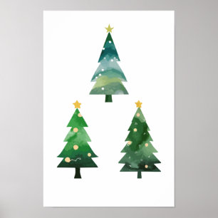 triple christmas tree poster