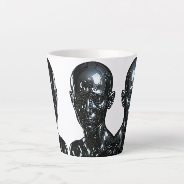 Triple Chrome Sculpture Latte Mug (Front)
