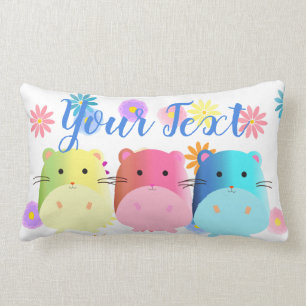 Triple Cute Kawaii Hamsters Custom Lumbar Cushion