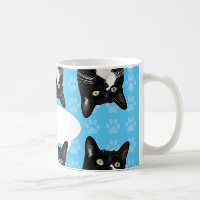 Triple Cute Kitty Speech Bubble Custom Fun Coffee Mug (Right)