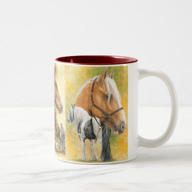 Triple Draught Horses Two-Tone Coffee Mug (Right)