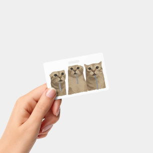 Triple Drooling Goofy Cats Meme ID Badge