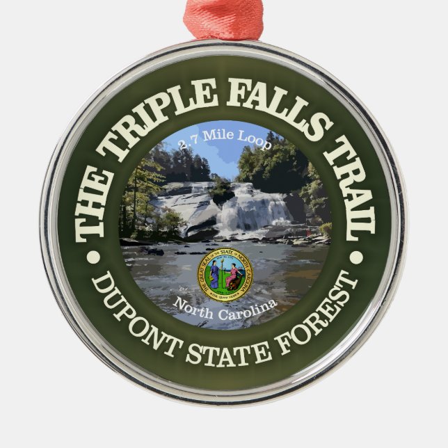 Triple Falls Trail (rd) Metal Ornament (Front)