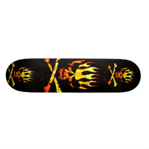 triple flame skull skateboard