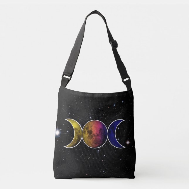 Triple Goddess Moon symbol Crossbody Bag (Front)