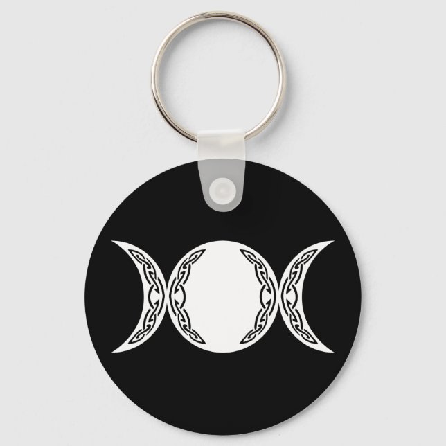 Triple Goddess Moon Symbol Key Ring (Front)