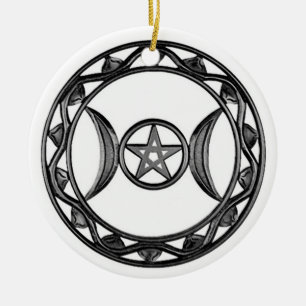 Triple Goddess with Pentagram Ceramic Tree Decoration