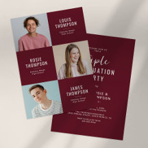 Triple Grad 3 Photo Burgundy Graduation Party